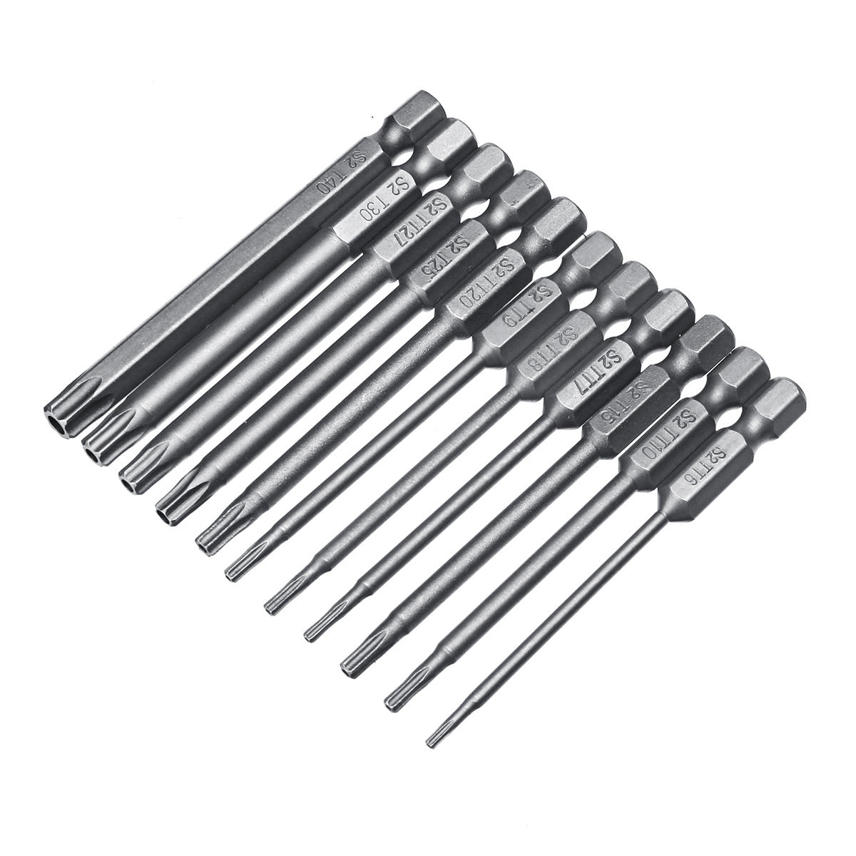 10 stuks tt6-tt40 torx schroevendraaier bit 75mm hex shank power boor schroevendraaier bits set: