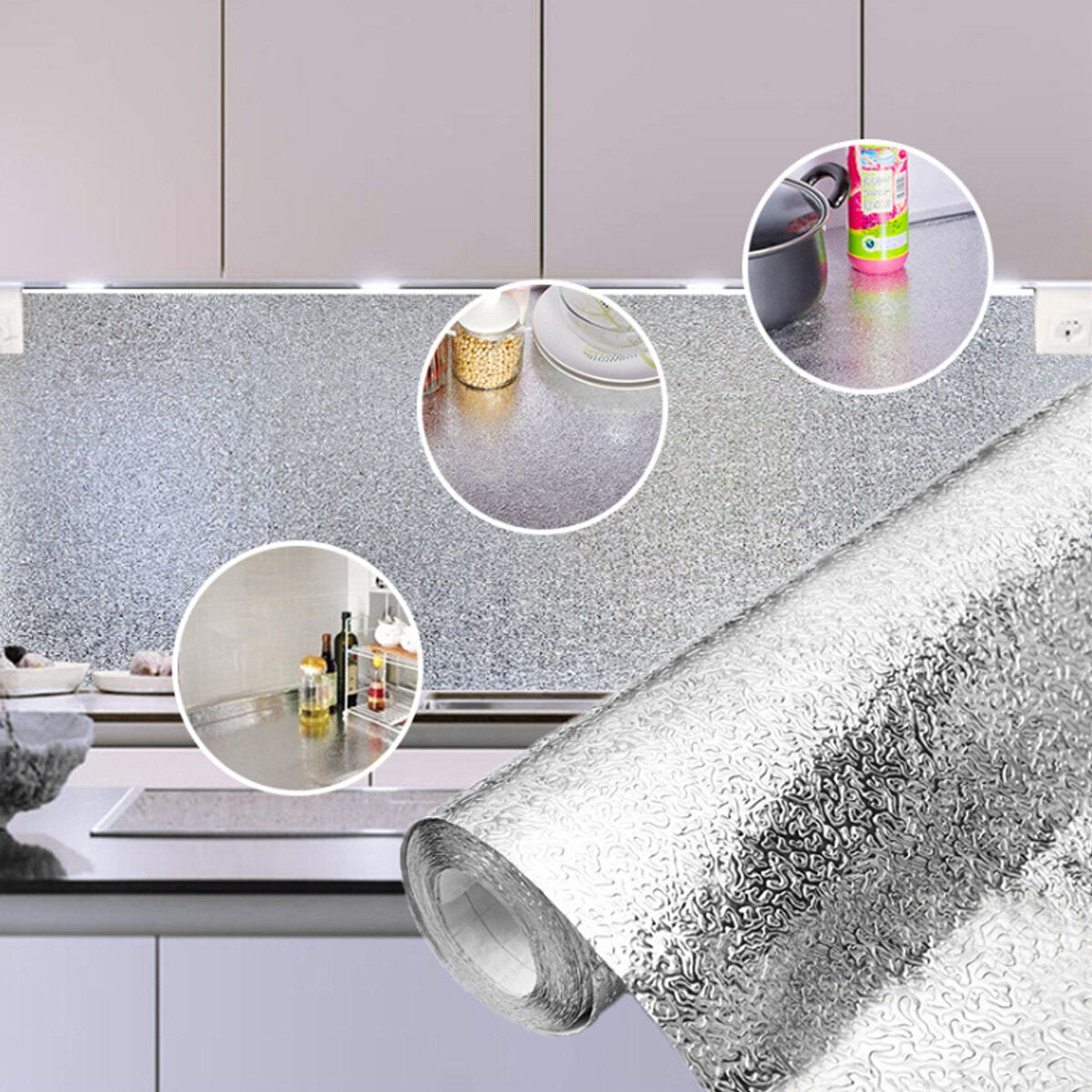 self-adhesive kitchen wallpaper oil-proof aluminum foil wall sticker cabinet