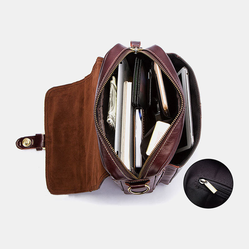 mannen echt lederen handtas schoudertas crossbody tas zakelijke tas