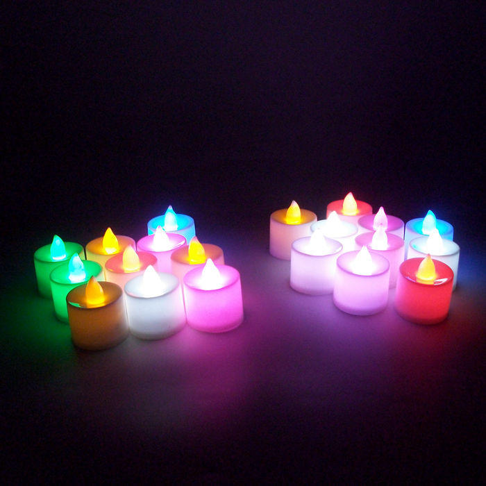 1 stks led licht kaars vlamloos colorful theekaars lamp elektronische kaars party bruiloft decor