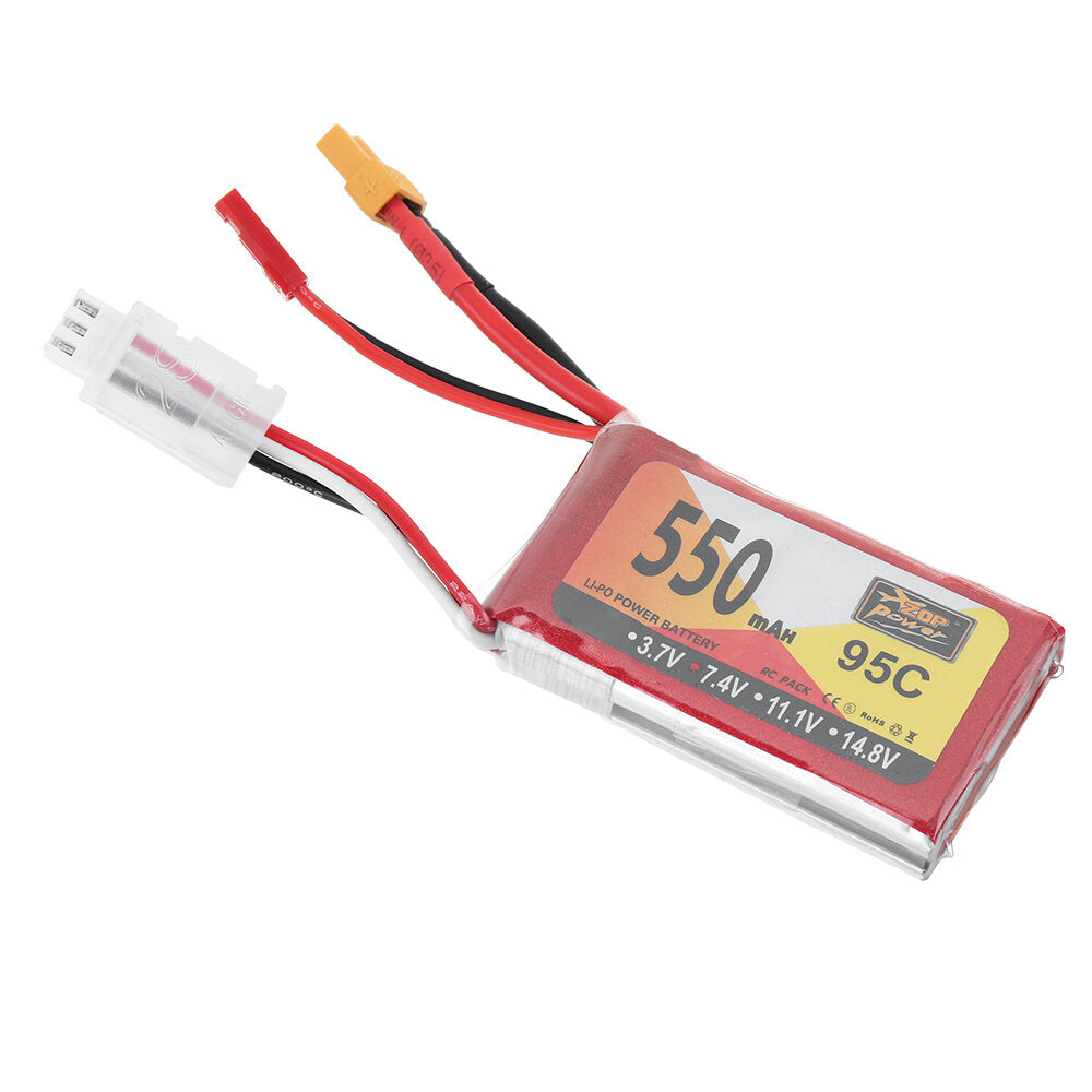 zop power 7.4v 550mah 95c 2s lipo-batterij xt30 stekker voor rc drone