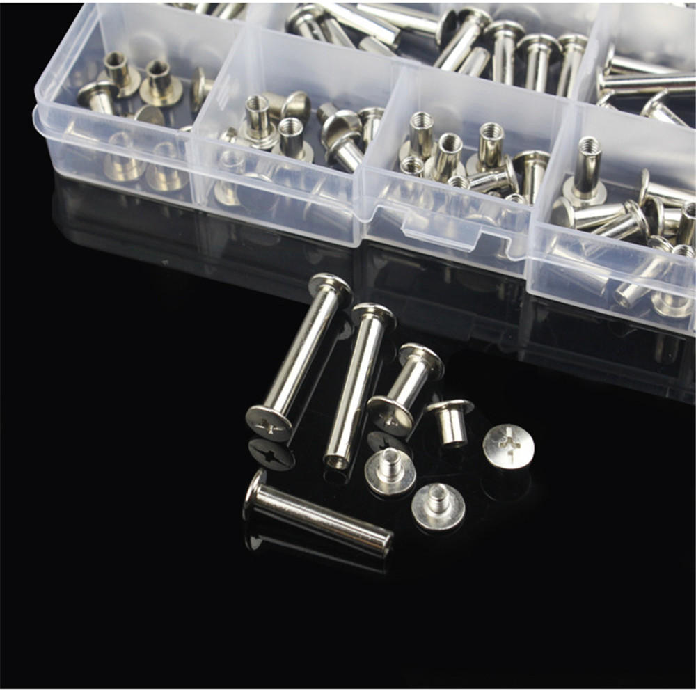 90 sets m5 6-30mm vernikkelen phillips chicago inbindpalen stud schroeven klinknagel knop boekbinden