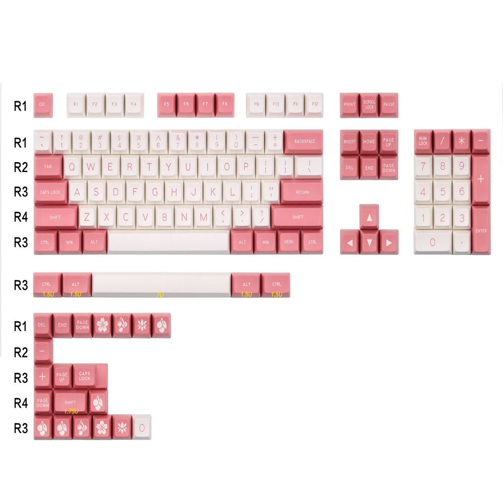 maxkey 108 toetsen roze & witte keycap set sa profiel abs keycaps voor mechanisch toetsenbord