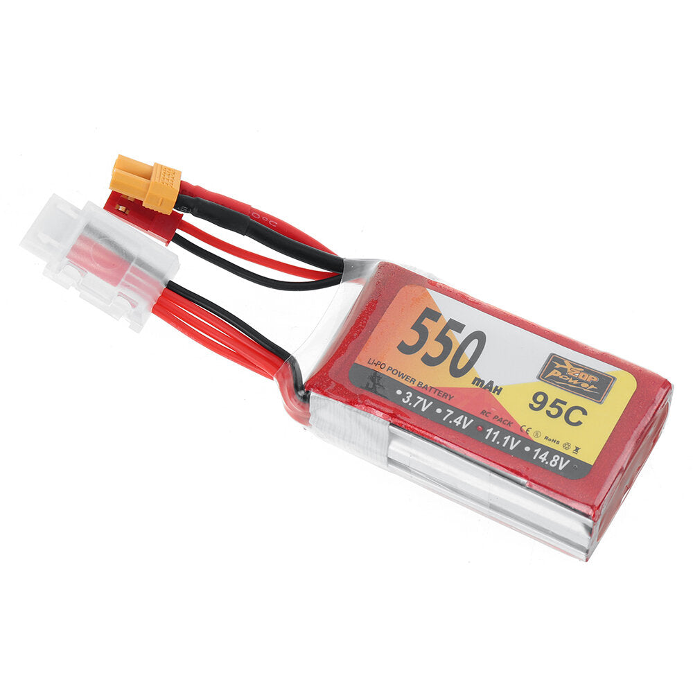 zop power 11.1v 550mah 95c 3s lipo-batterij xt30 stekker voor rc drone