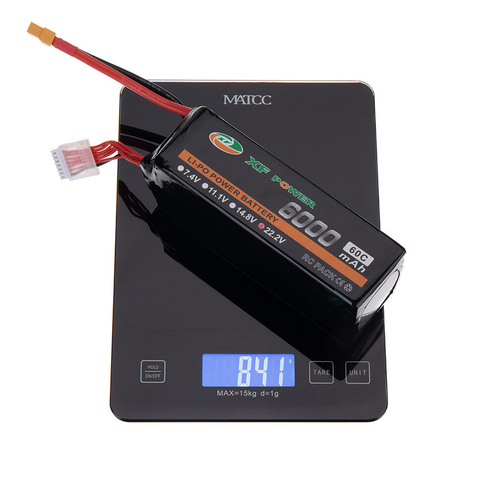 xf power 22.2v 6000mah 60c 6s lipo-batterij xt60-stekker voor rc drone