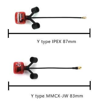 een paar rushfpv cherry2 y type 5.8g 1.8dbi fpv-antenne mmcx / ipex lhcp / rhcp voor rc drone