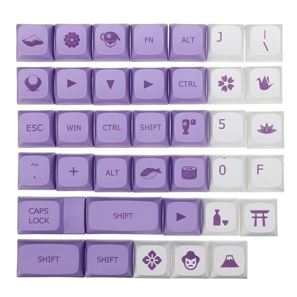 146 toetsen paars en wit keycap-set xda-profiel pbt-sublimatie-keycaps voor mechanisch toetsenbord