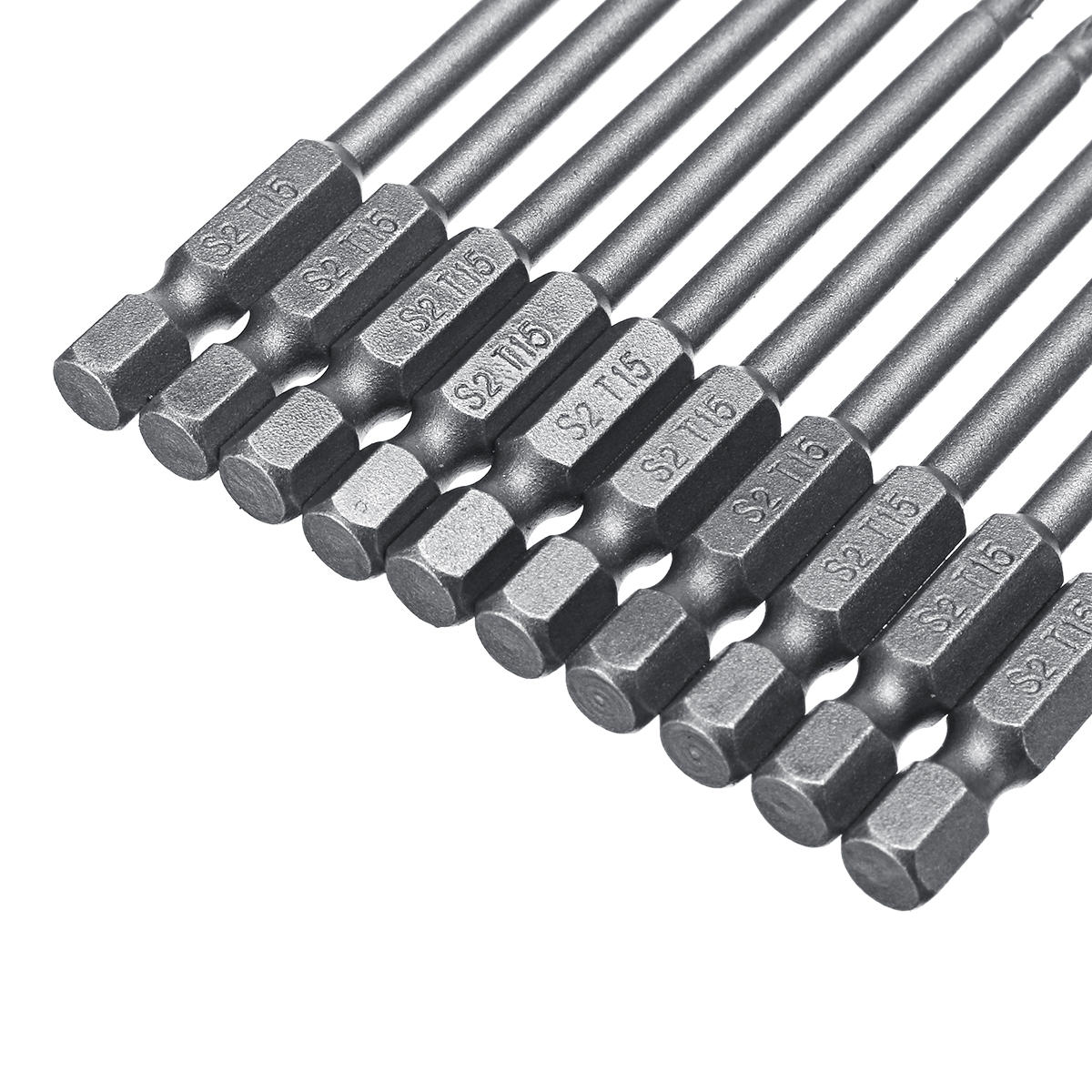 10 stuks tt6-tt40 torx schroevendraaier bit 75mm hex shank power boor schroevendraaier bits set: