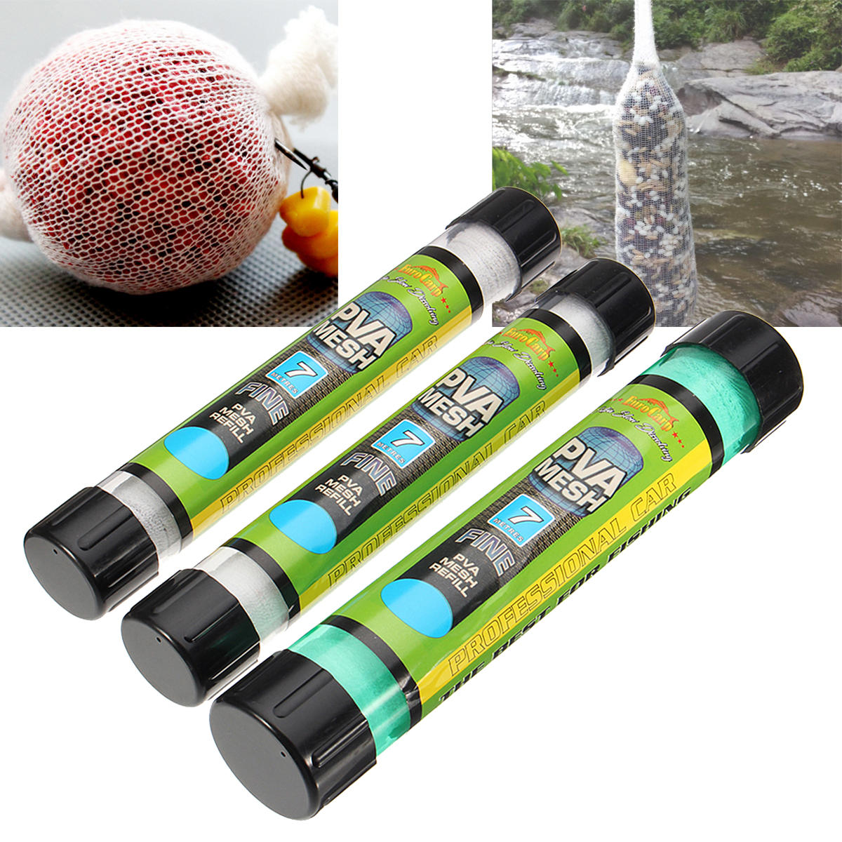 15/25 / 37mm breedte pva wide wire mesh coarse fishing baits bag stocking plunger stick tube 7m lengte