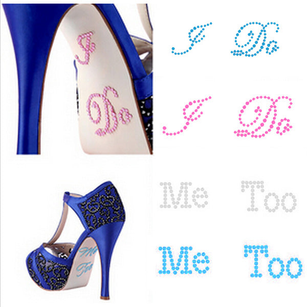 ik do me too trouwringen stickers bruids rijstenen schoenen sticker bruiloft decoratie